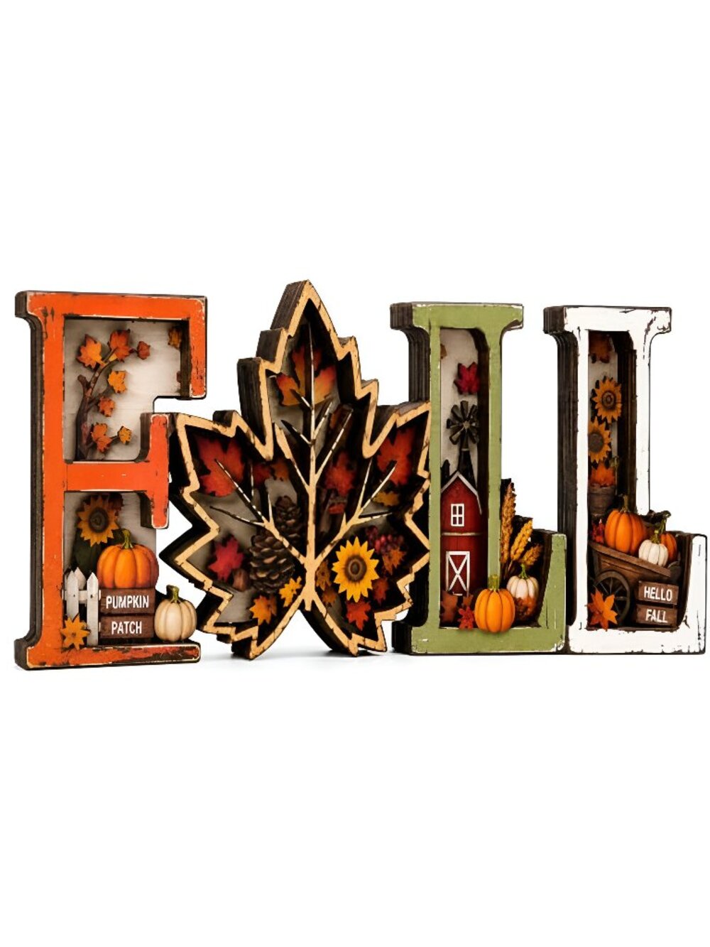 Fall Decorations for Home 2026, 3D Wooden Fall Decor with Harvest Autumn Sign